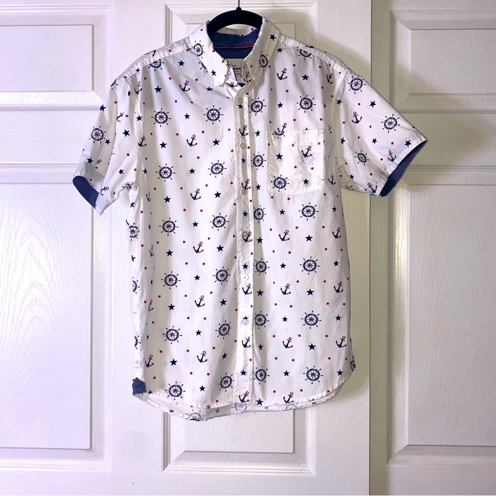 EighthAvenue Men’s Nautical Short Sleeve Button Down